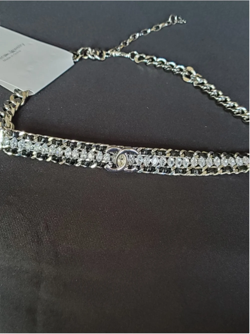 Chain Choker Size Silver and Black necklace